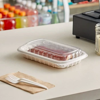 Pactiv MealMaster 10" x 7 1/8" x 2 1/8" Half Slab White Rib Container - 90/Case