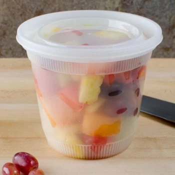 Pactiv/Newspring 32 oz. Translucent Round Squat Deli Container Combo Pack - 200/Case