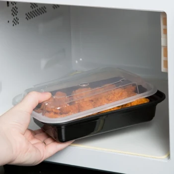 Pactiv Newspring NC8168B 16 oz. Black VERSAtainer Rectangular Microwavable Container with Lid - 150/Case