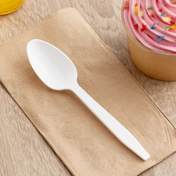 Choice White Heavy Weight Polypropylene Plastic Teaspoon - 100/Pack