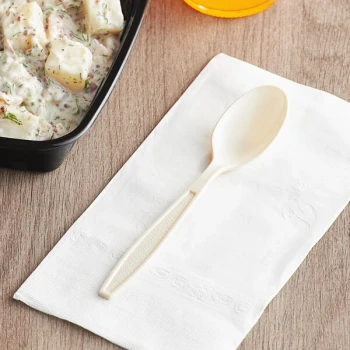Choice Beige Heavy Weight Polystyrene Plastic Teaspoon - 100/Pack
