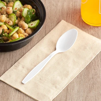 Choice White Heavy Weight Polystyrene Plastic Teaspoon - 100/Pack