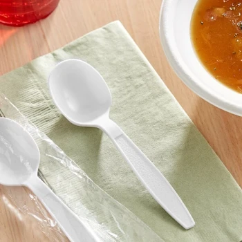 Choice White Extra Heavy Weight Wrapped Polystyrene Plastic Soup Spoon - 1,000/Case