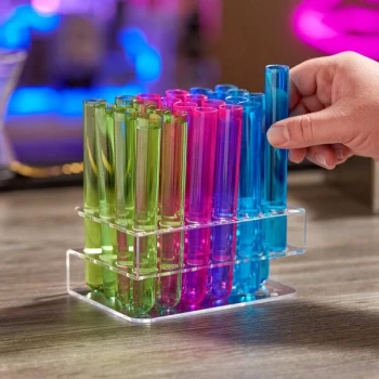Choice Test Tube / Shooter Rack with 100 Assorted Neon Test Tube Shots / Shooters