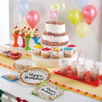 Creative Converting 9 oz. Confetti Sprinkles Paper Hot / Cold Cup - 96/Case