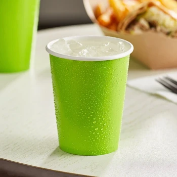Creative Converting 9 oz. Fresh Lime Green Poly Paper Hot / Cold Cup - 240/Case