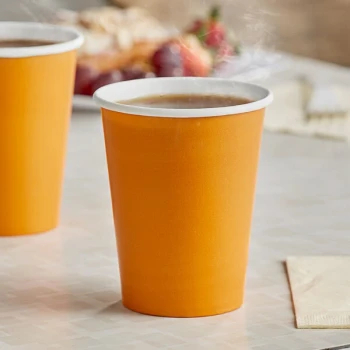 Creative Converting 9 oz. Pumpkin Spice Orange Poly Paper Hot / Cold Cup - 240/Case