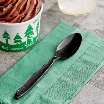 Solo Impress Heavy Weight Black Plastic Teaspoon - 1,000/Case