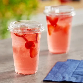 Choice 16 oz. Clear PET Plastic Cold Cup With Strawless Sip Lid - 50/Pack