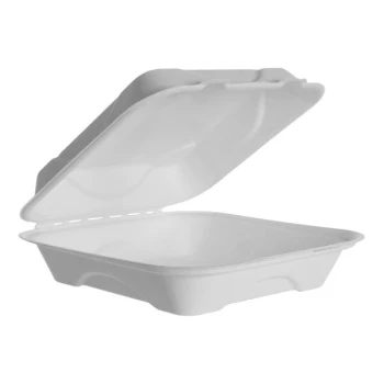 Eco-Products Vanguard 9" x 9" x 3" Compostable Sugarcane Clamshell Container - 200/Case