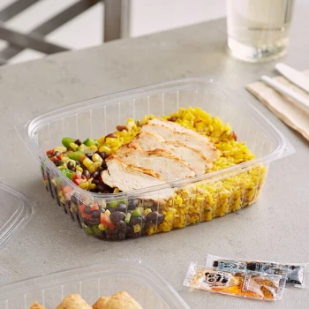 World Centric 48 oz. Compostable Rectangular Clear PLA Plastic Deli Container - 400/Case