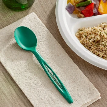 Stalk Market 6 1/2" Green No PFAS Added Compostable Heavy Weight CPLA Spoon - 1,000/Case