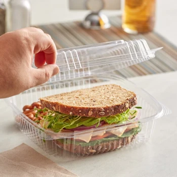 Stalk Market Clear PLA Hinged Container 8" x 8" - 160/Case