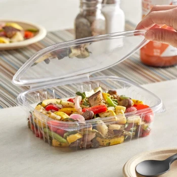 Stalk Market Rectangular Clear PLA Plastic Hinged Deli Container 24 oz. - 200/Case