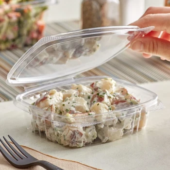Stalk Market Rectangular Clear PLA Plastic Hinged Deli Container 8 oz. - 300/Case