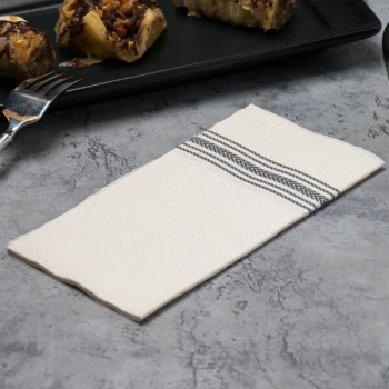 Hoffmaster FP1112 15 1/2" x 15 1/2" FashnPoint® White/Black Dishtowel Print Dinner Napkin - 800/Case