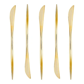 Posh Setting Novelty 8 1/2" Gold Extra Heavy Weight Plastic Knife - 384/Case