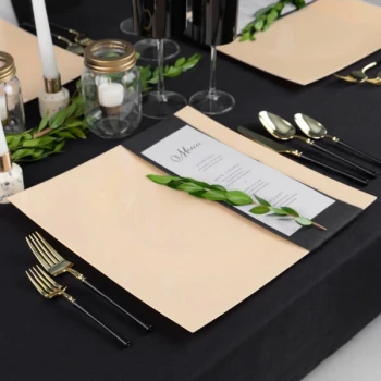 Posh Setting 13" Square Beige Flat Plastic Charger Plate - 48/Case