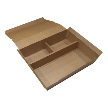 VerTerra 11" x 9" x 2" Paperboard Bento Box with 3 Compartments and Attached Lid - 150/Case