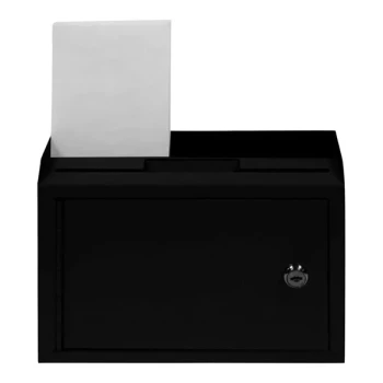 ADIRoffice 9 13/16" x 3 3/8" x 7 1/2" Black Steel Wall Mounted Multi-Purpose Suggestion Box with Suggestion Cards ADI631-02-BLK-PKG