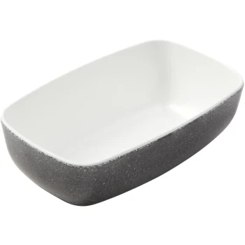 American Metalcraft GGB74 Grab & Go 17 oz. White and Black Speckled Rectangular Melamine Bowl