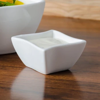 American Metalcraft SQVY3 Squavy 5 oz. White Wave Porcelain Condiment Cup - 6/Case