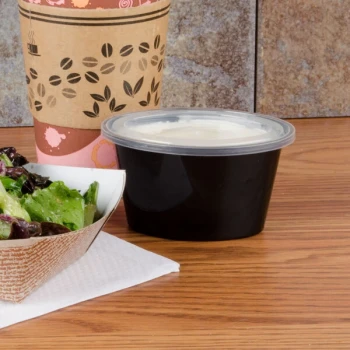 Pactiv Newspring E505B ELLIPSO 5 oz. Black Oval Plastic Souffle / Portion Cup with Lid - 500/Case
