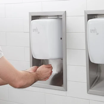 Lavex White Stainless Steel Compact High Speed Automatic Hand Dryer with ADA Compliant Recess Kit