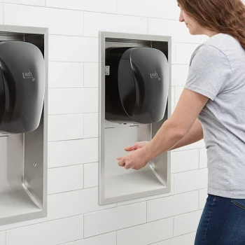 Lavex Black Stainless Steel High Speed Automatic Hand Dryer with HEPA Filtration and ADA Compliant Recess Kit