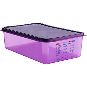 Araven Full Size 6" Deep Purple Allergen-Free Polypropylene Food Pan with Airtight Lid 61397
