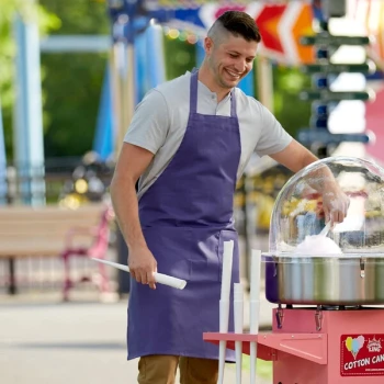 Choice Purple Poly-Cotton Standard Bib Apron with 2 Pockets - 34" x 30"