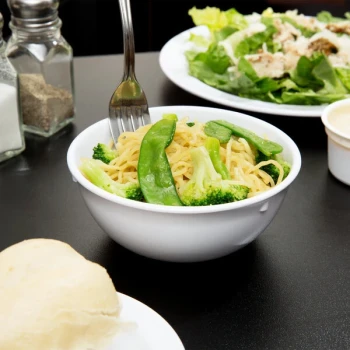 Thunder Group NS315W 15 oz. Narrow Rim Nustone White Melamine Bowl 5 1/4" Diameter - 12/Pack