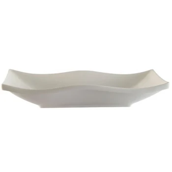 CAC TOK-W23 Fashionware 11 3/4" x 5 1/2" Bone White Wavy Edge Deep Rectangular Porcelain Platter - 12/Case