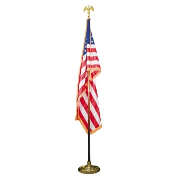 Advantus MBE031400 Deluxe 3' x 5' U.S.A. Flag with 8' Oak Staff and 7" Gold Eagle