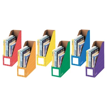 Bankers Box 3381901 4 1/4" x 11 3/8" x 12 7/8" Assorted Color Cardboard Magazine File - 6/Pack