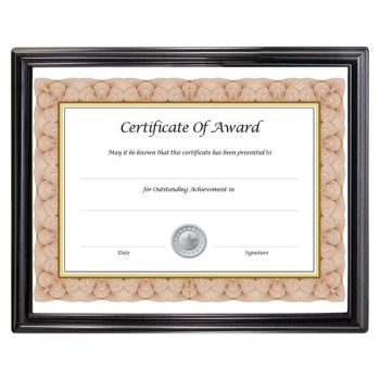 NuDell 10570 EZ Mount 9 5/16" x 11 13/16" Black Plastic Document Frame