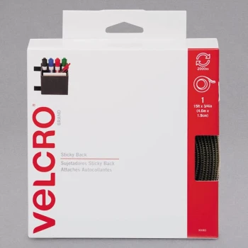 Velcro® 90083 3/4" x 15' Beige Sticky-Back Hook and Loop Fastener Tape Roll with Dispenser