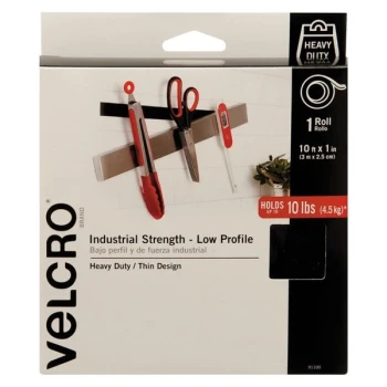 Velcro® 91100 1" x 10' Black Industrial Strength Hook and Loop Fastener Tape Roll