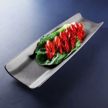 Elite Global Solutions B2061RC-SVST Santiago 20 3/4" x 6 3/8" Silverstone Rectangular Tray - 6/Case