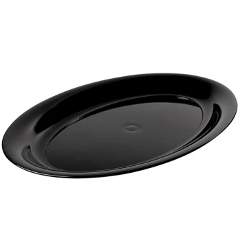 Fineline 485.BK Platter Pleasers 25" x 14 1/2" Black Polystyrene Oval Tray   - 20/Case