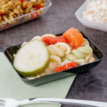 Fineline 6210-BK Tiny Temptations 3" x 2 1/8" Black Plastic Rectangular Tiny Tray - 200/Case