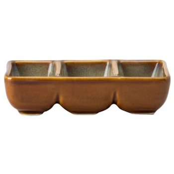 Luzerne Rustic by Oneida 1880 Hospitality L6753066920 3 oz. Sama Porcelain Three Compartment Dish - 24/Case