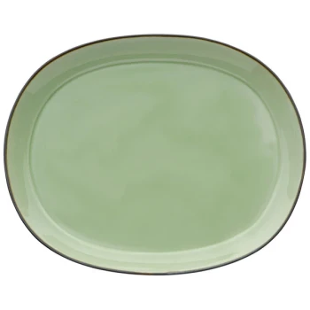 Oneida Studio Pottery Celadon by 1880 Hospitality F1463067355 10 1/4" Porcelain Oval Platter - 12/Case