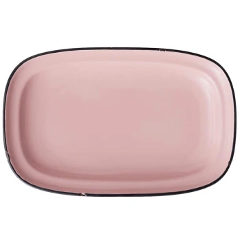 Luzerne Tin Tin by 1880 Hospitality L2101003350 10 1/2" x 6 3/4 x 1 1/4" Pink Rectangular Porcelain Platter - 24/Case