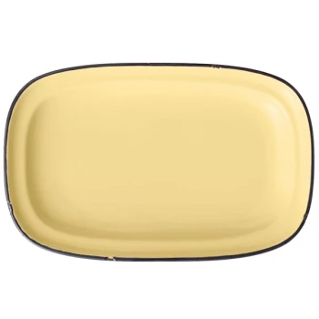 Luzerne Tin Tin by 1880 Hospitality L2103006350 10 1/2" x 6 3/4" Yellow Rectangular Porcelain Platter - 24/Case