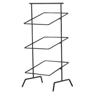 Clipper Mill by G.E.T. IR-704B POP 12" Black Powder Coated Iron Square 3-Tier Basket Stand