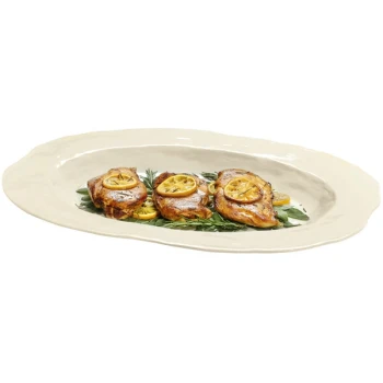 GET ML-137-IV New Yorker 17 3/4" x 13" Oval Catering Platter - Ivory - 3/Case