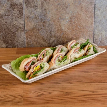 GET ML-87-OL Olympia 17 1/2" x 6 3/4" Scalloped Melamine Rectangular Display Tray - 6/Case