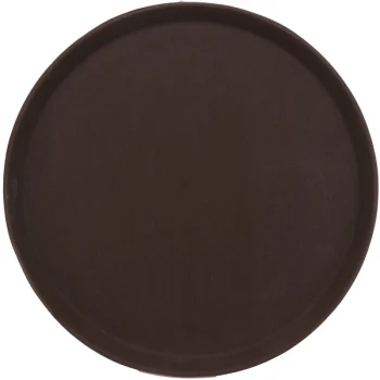 GET NS-1400-BR 14" Brown Round Polypropylene Non-Skid Serving Tray