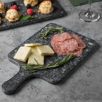 Thunder Group SB608N 8 1/2" x 7" Onyx Faux Marble Melamine Serving Board with Handle